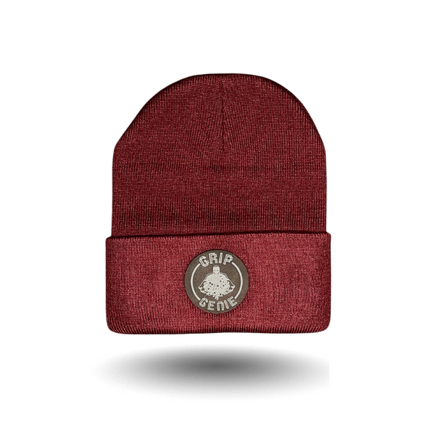 Knit Leather Patch Beanie