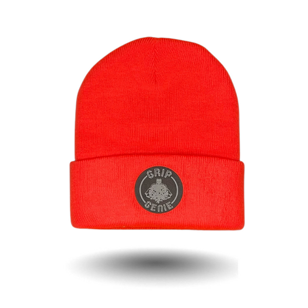 Knit Leather Patch Beanie
